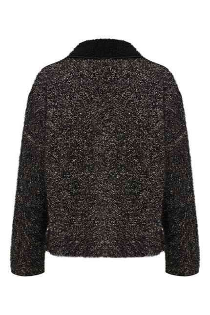 Casaco chenille lurex preto