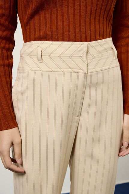 Calça chevron cós largo bege opera