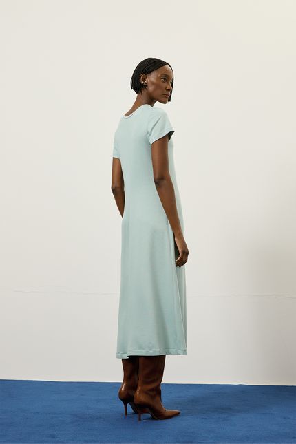 Vestido moletinho maxi fenda azul mpb
