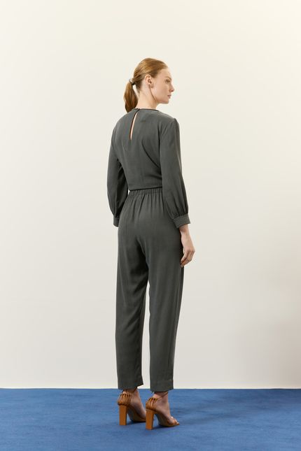 Calça cós elástico cinza noite