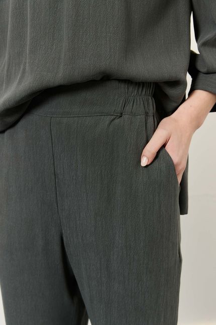 Calça cós elástico cinza noite