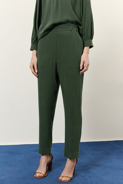 Calça cós elástico verde jazz