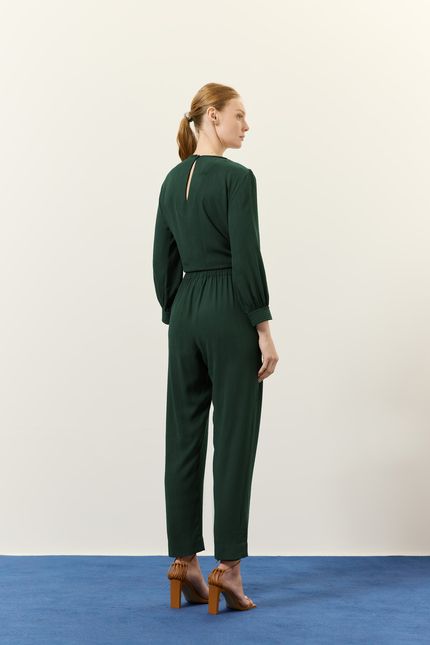 Calça cós elástico verde jazz