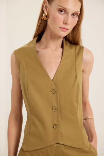 Colete alfaiataria verde cominho