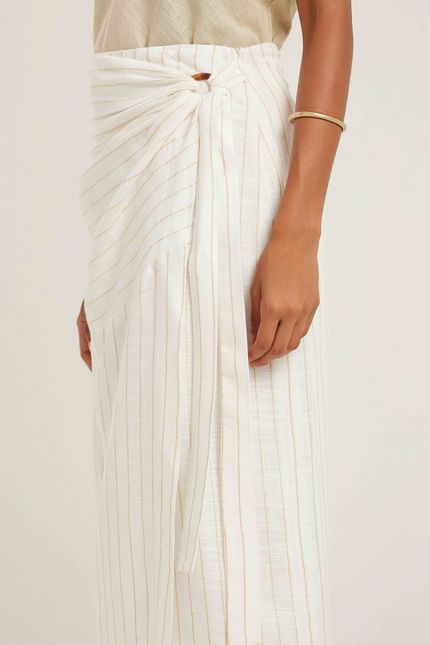 Saia linho maquinetado listras off white