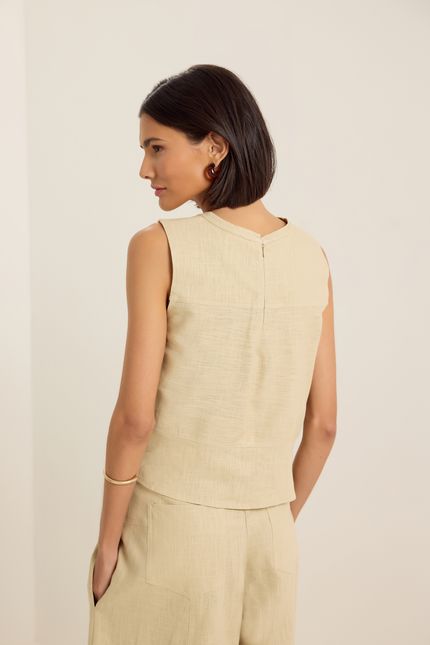 Blusa rami pespontos bege granola