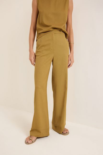 Calça linho barra vivo verde cominho