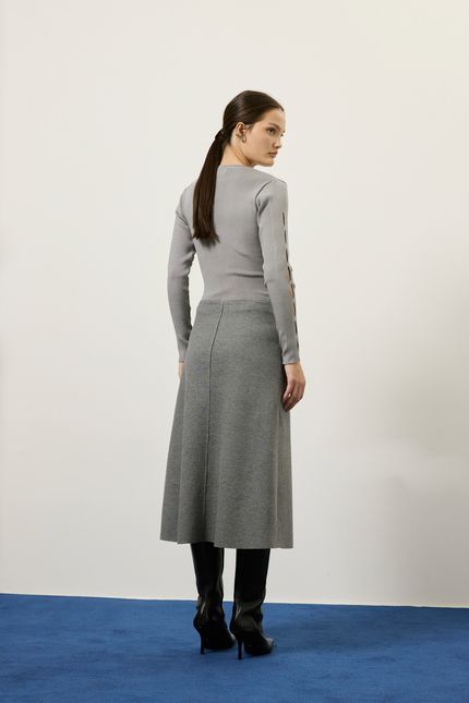 Saia dublada mescla zíper cinza mescla