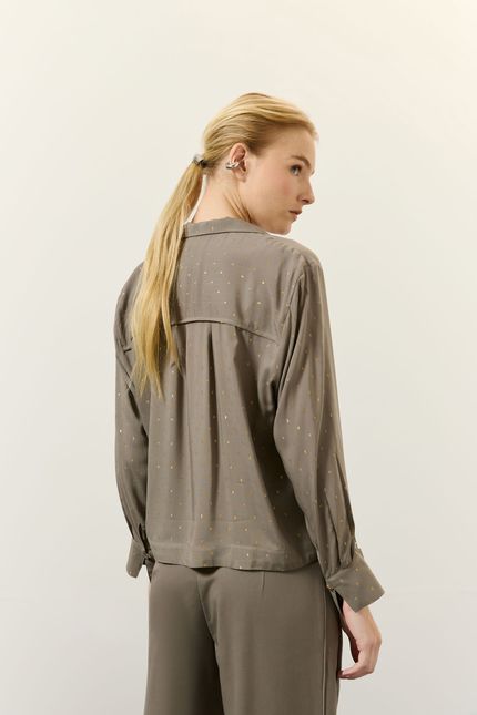 Blusa lurex poá vivo cinza noite