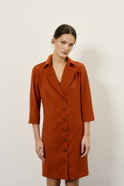 Vestido cupro acetinado curto laranja forro