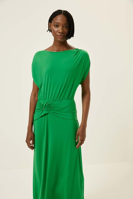 Vestido bio jersey detalhe pala verde classico