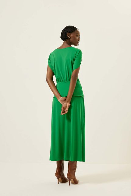 Vestido bio jersey detalhe pala verde classico
