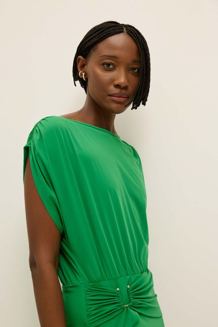 Vestido bio jersey detalhe pala verde classico