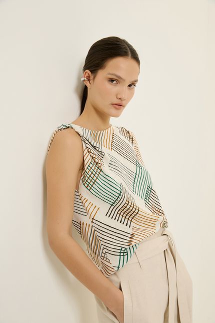 Blusa torção bateria bege natural