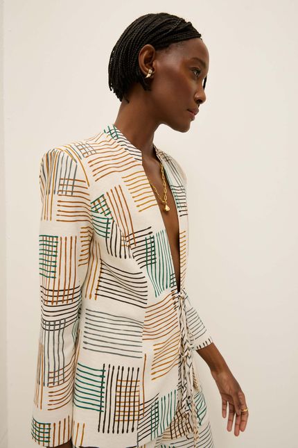 Blazer alfaiataria bateria bateria bege natural