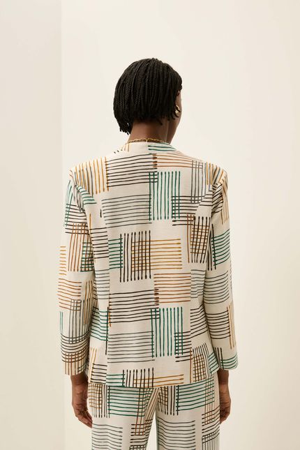 Blazer alfaiataria bateria bateria bege natural