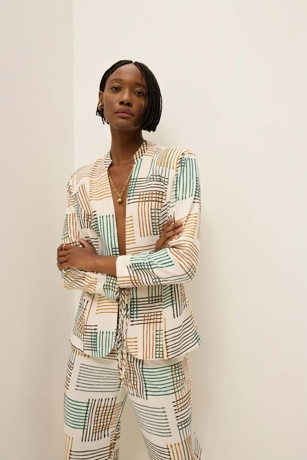 Blazer alfaiataria bateria bateria bege natural