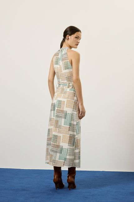 Vestido cinto bateria bateria bege natural