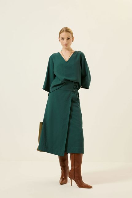 Blusa cupro fenda lateral verde jazz