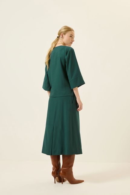 Blusa cupro fenda lateral verde jazz