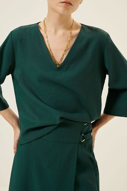 Blusa cupro fenda lateral verde jazz