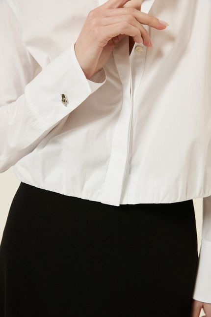 Camisa tricoline cropped branco