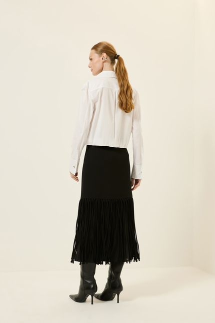 Camisa tricoline cropped branco