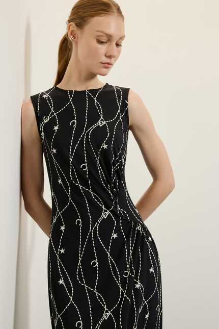 Vestido bio jersey sm selaria selaria preto com off white