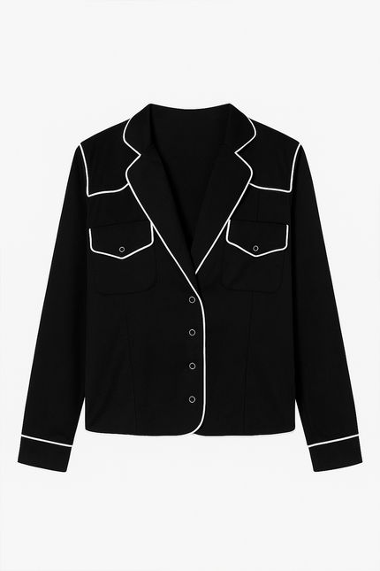 Blazer alfaiataria detalhe vivo preto