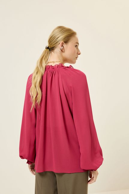 Blusa ggt decote babado - rosa bolero
