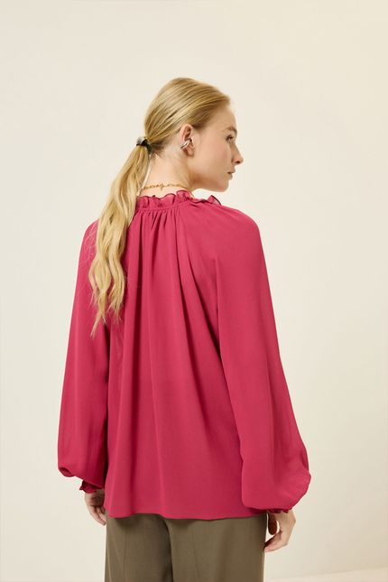 Blusa ggt decote babado - rosa bolero