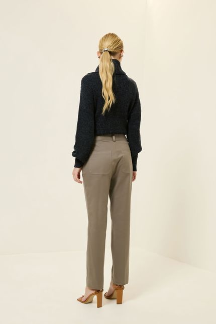 Calça alfaiataria reta cinza noite