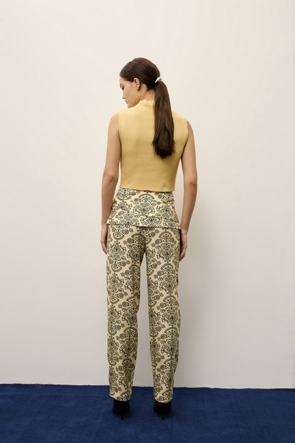 Calça dobra pala maria bonita maria bonita amarelo bossa