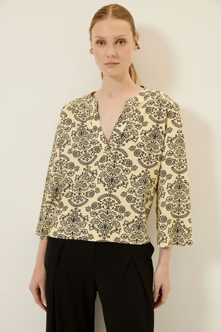 Blusa detalhe franzido maria bonita maria bonita amarelo bossa
