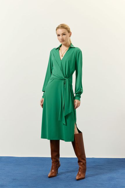Vestido bio jersey dobra verde classico