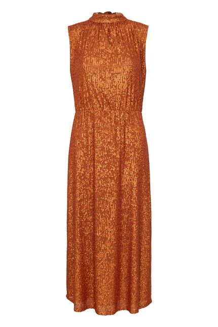 Vestido festa amarraçao paetê laranja terracota
