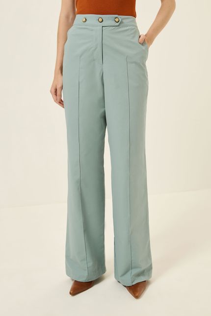 Calça pantalona cós botões azul mpb