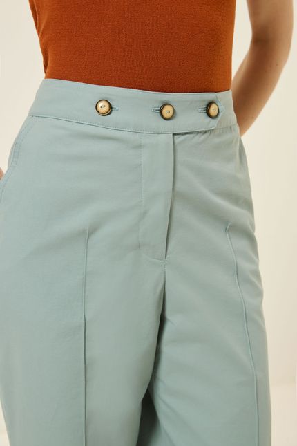 Calça pantalona cós botões azul mpb