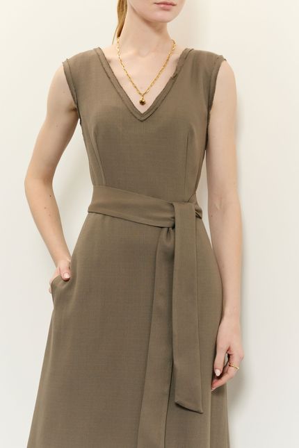 Vestido midi viés aplicado cinza noite