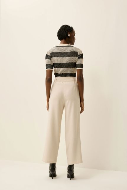 Calça reta faixa bege natural
