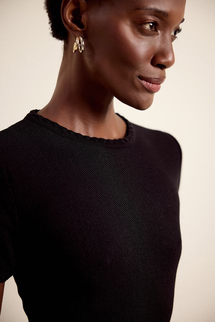 Blusa tricot mc picueta preto