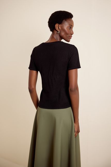 Blusa tricot mc picueta preto