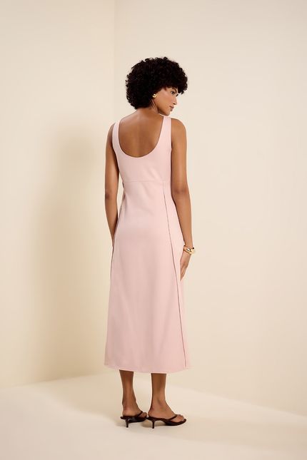 Vestido alfaiataria vivo pesponto rosa ipe