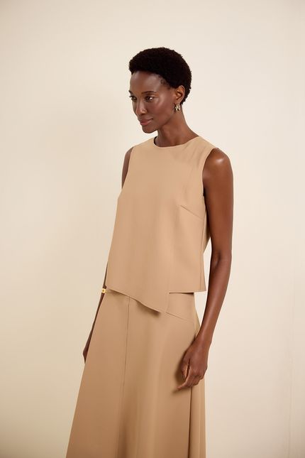 Blusa sm transpasse block bege regional