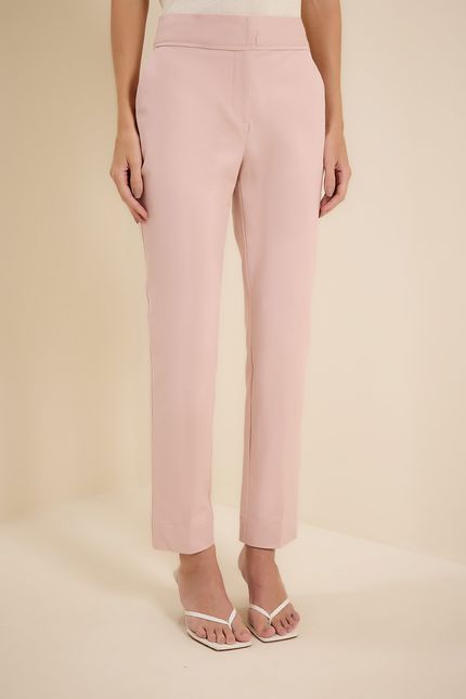 Calça alfaiataria vivo pesponto rosa ipe