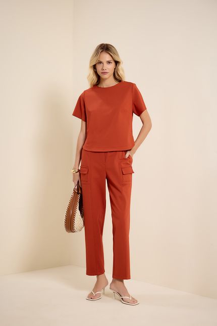 Blusa mc detalhe estruturada terracota