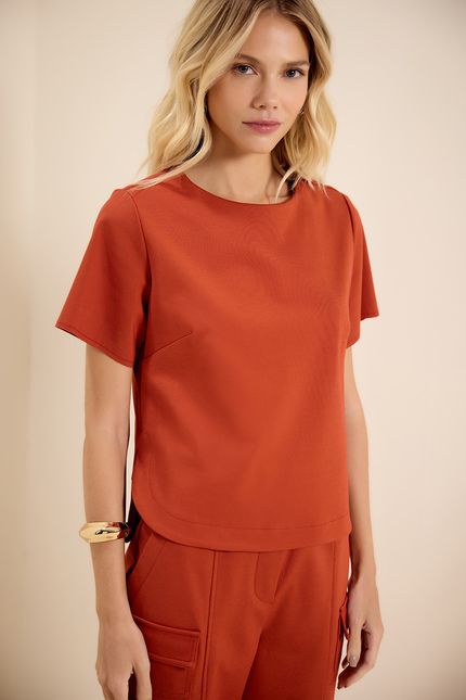 Blusa mc detalhe estruturada terracota
