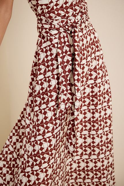 Vestido faixa ateliê marrom terra
