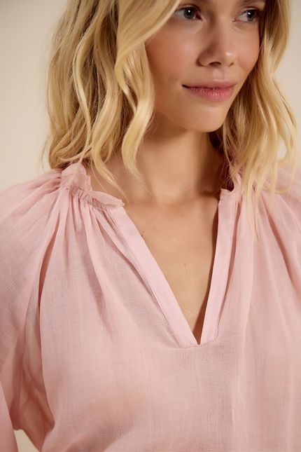 Blusa bata transparência rosa ipe
