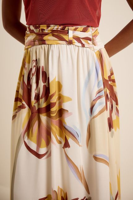 Saia detalhe floral maxi amarelo banana
